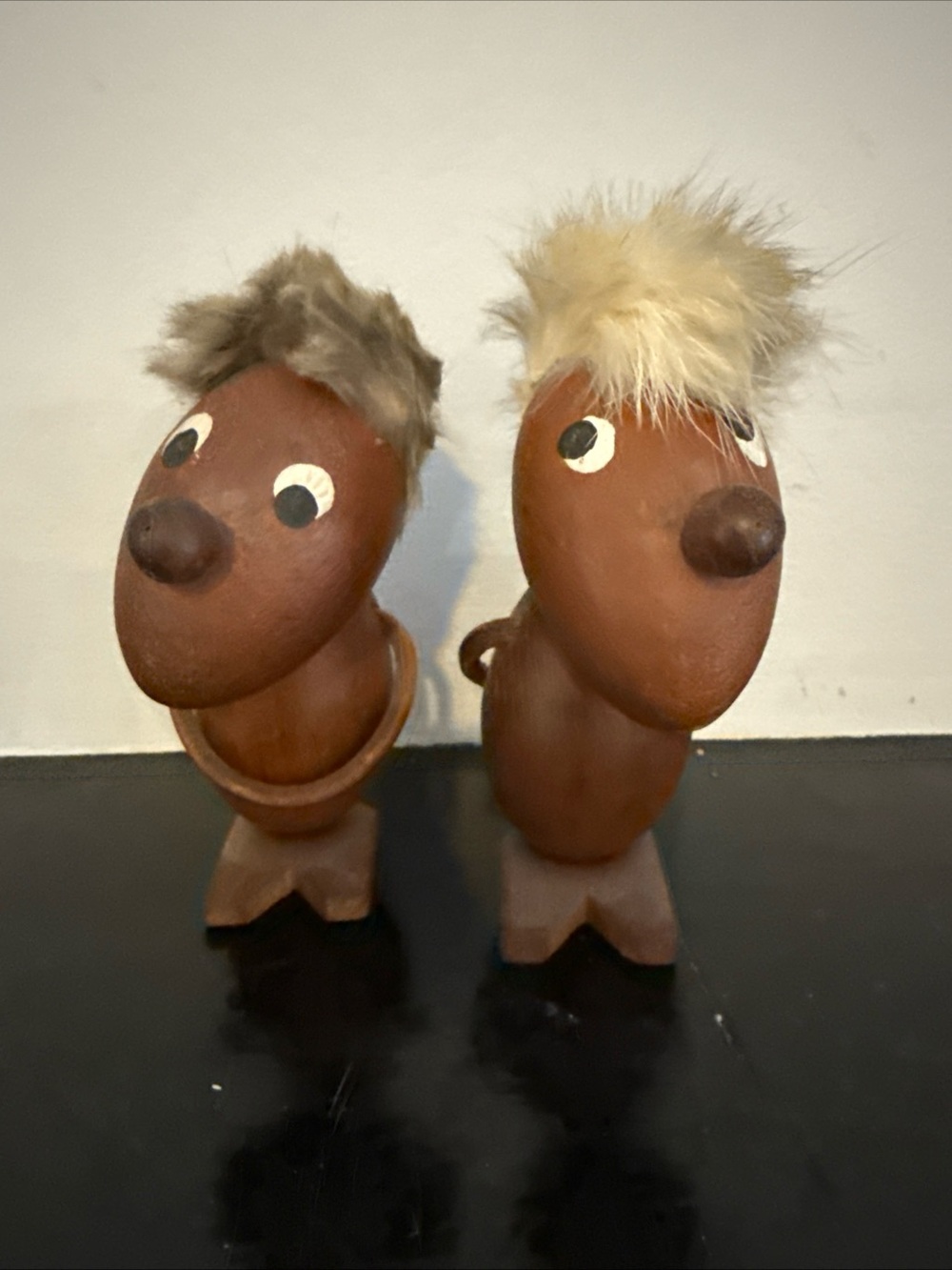 Vintage Brown Wooden teak optimist & pessimist Blonde and Light Brown Hair -